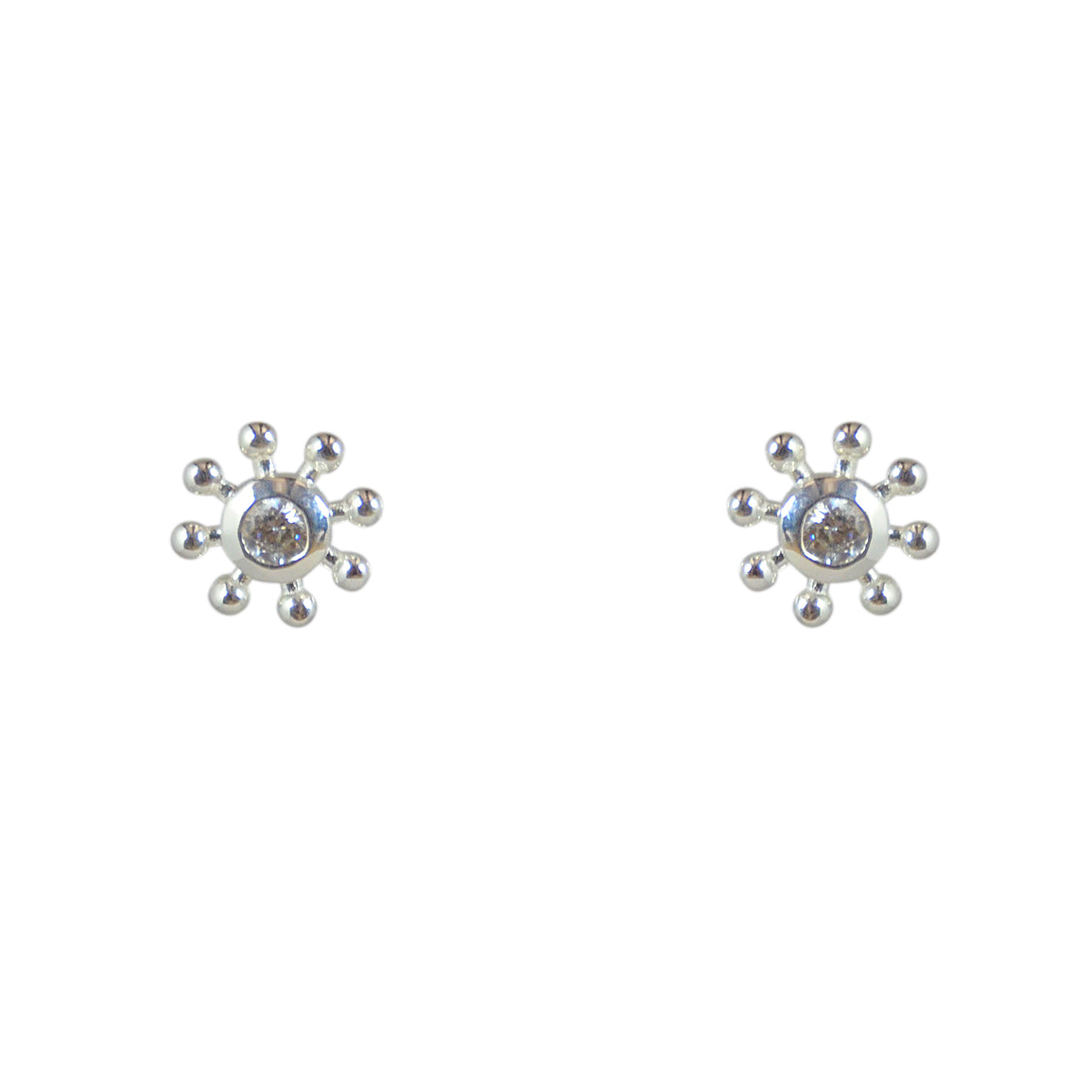 Boucles puces argent 925 soleil et zircon - Boucles