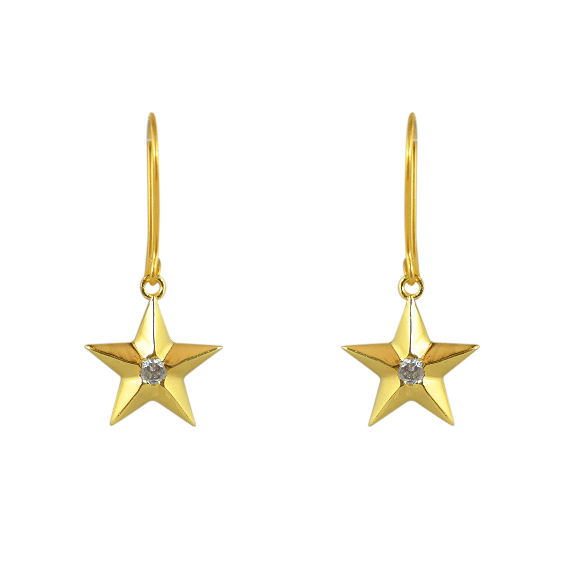 Boucles dorées étoile et pierre - ZIRCONS - Boucles