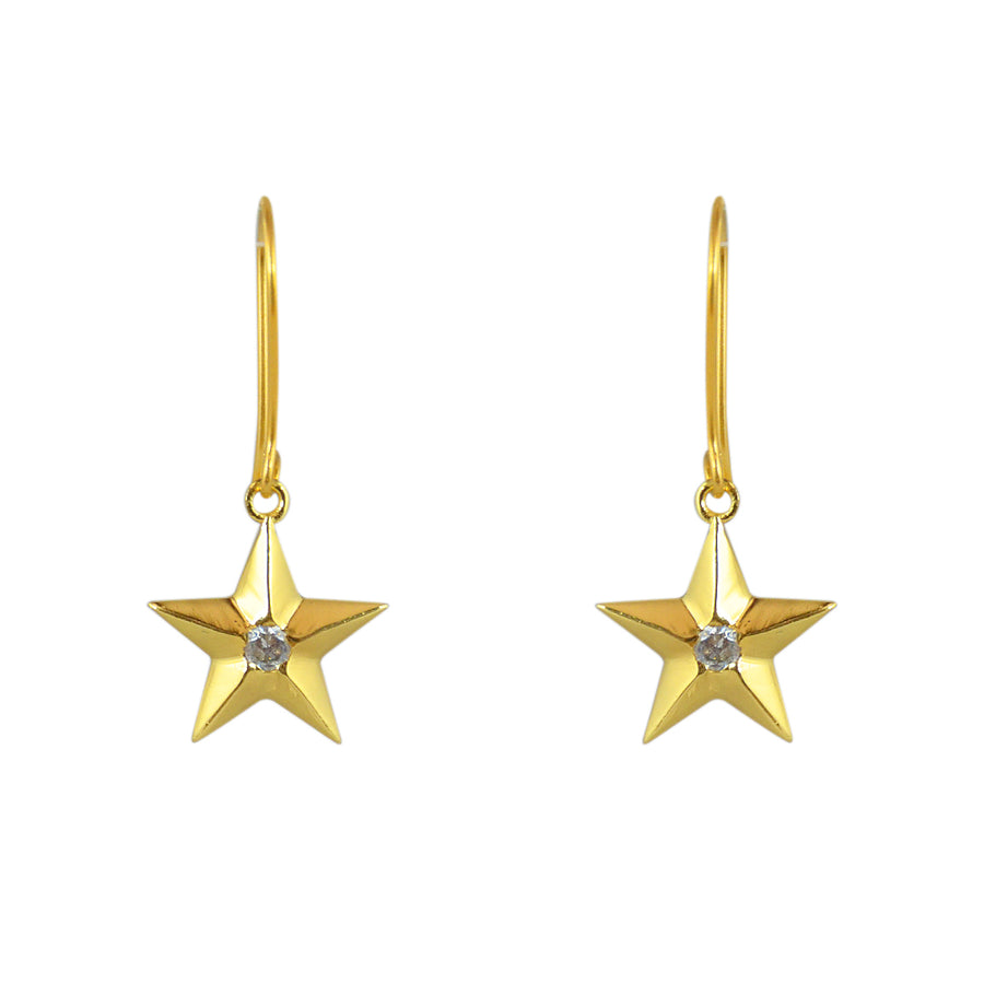 Boucles dorées étoile et pierre - ZIRCONS - Boucles