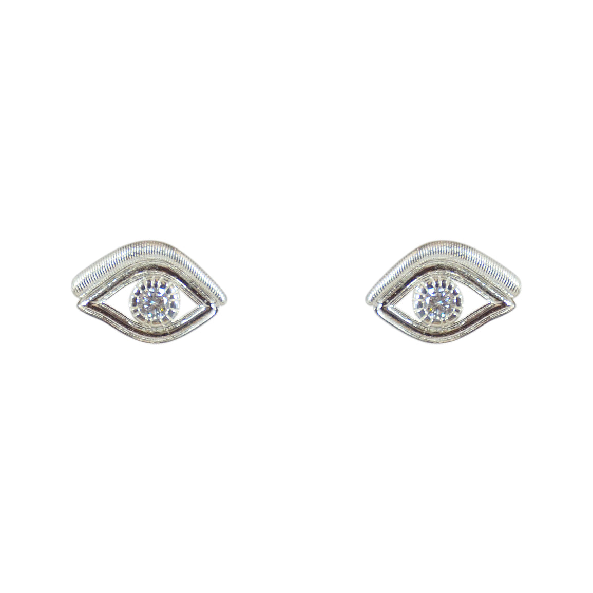 Boucles argent 925 puces oeil et zircon - Boucles d’oreilles