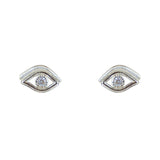 Boucles argent 925 puces oeil et zircon - Boucles d’oreilles