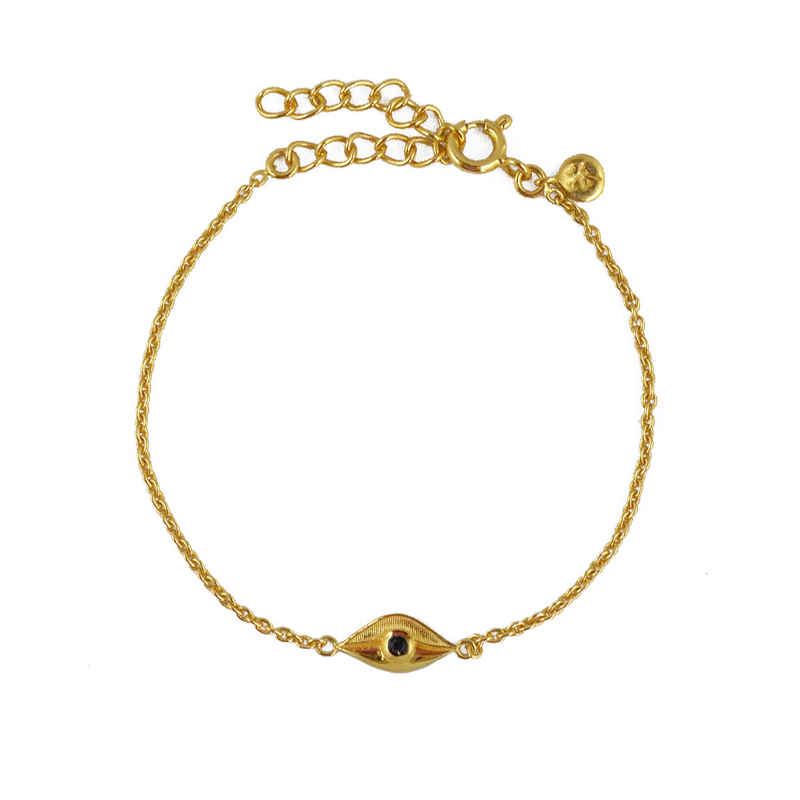 Bracelet doré petit oeil et pierre - ONYX NOIRE