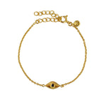 Bracelet doré petit oeil et pierre - ONYX NOIRE