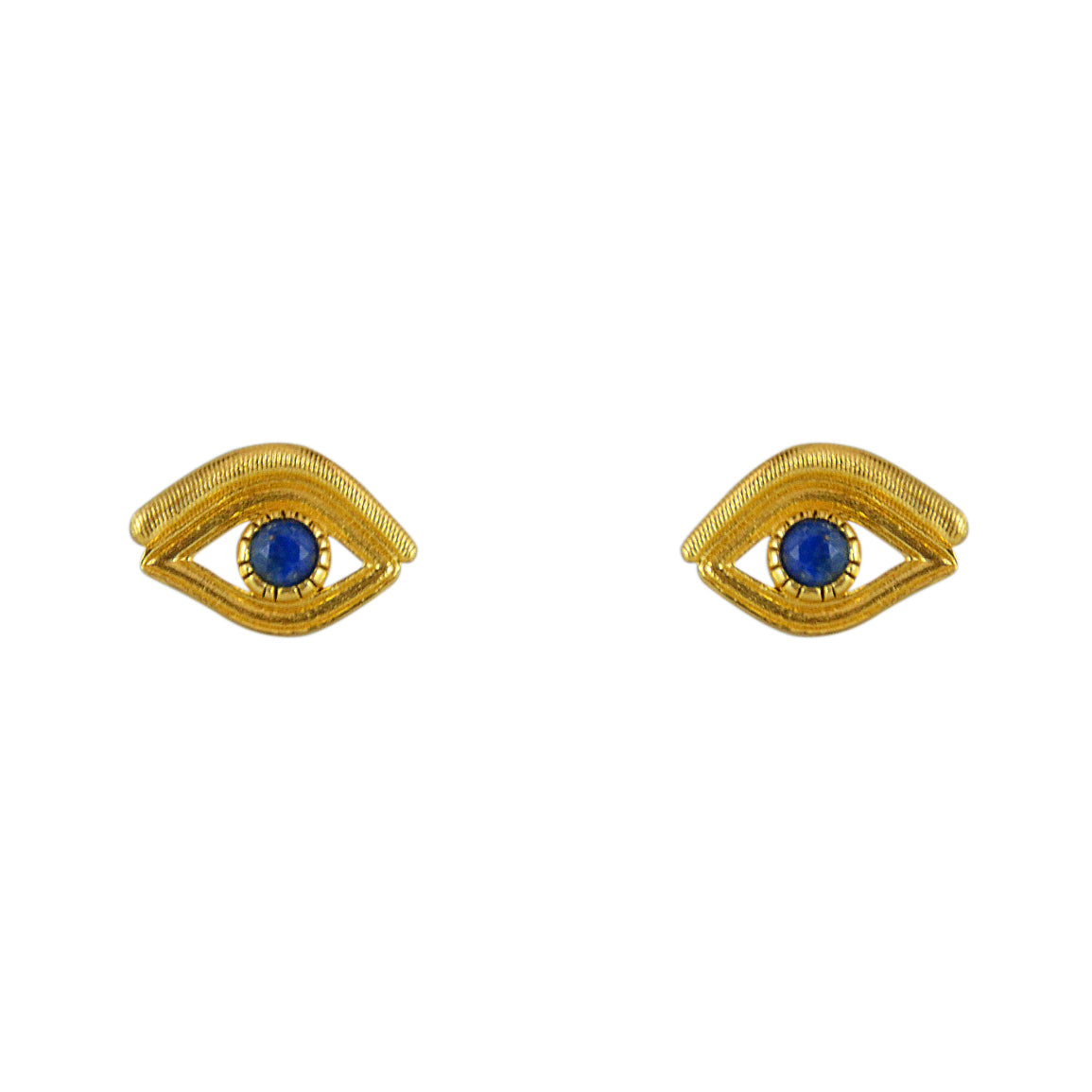 Boucles dorées puces oeil et pierre - LAPIS - Boucles