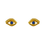 Boucles dorées puces oeil et pierre - LAPIS - Boucles