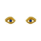 Boucles dorées puces oeil et pierre - LAPIS - Boucles