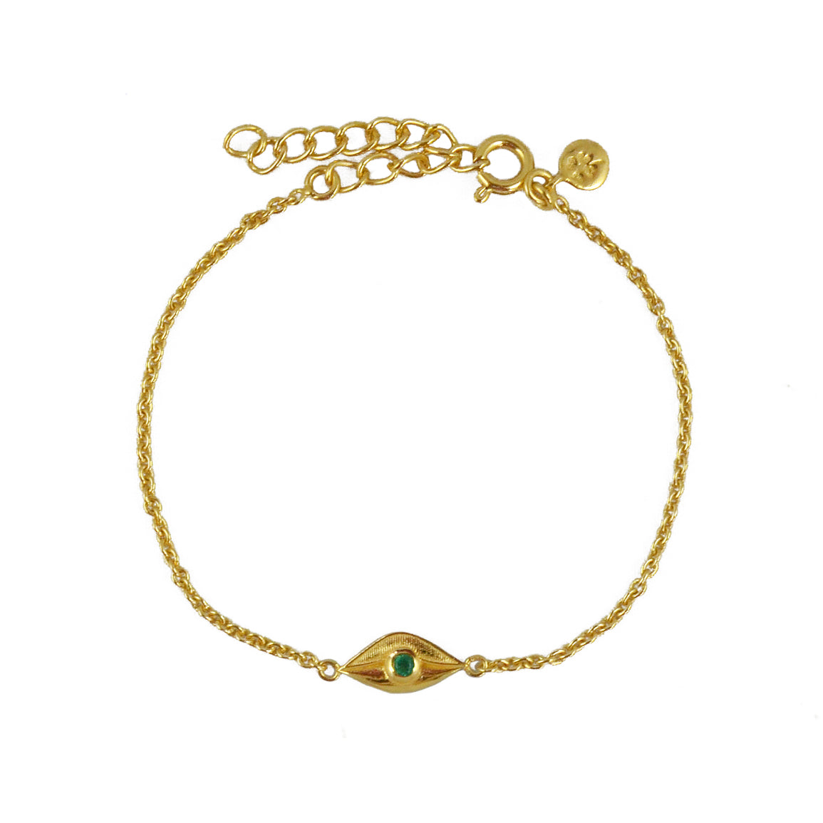 Bracelet doré petit oeil et pierre - ONYX VERTE