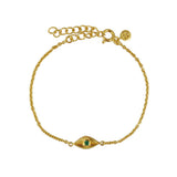 Bracelet doré petit oeil et pierre - ONYX VERTE