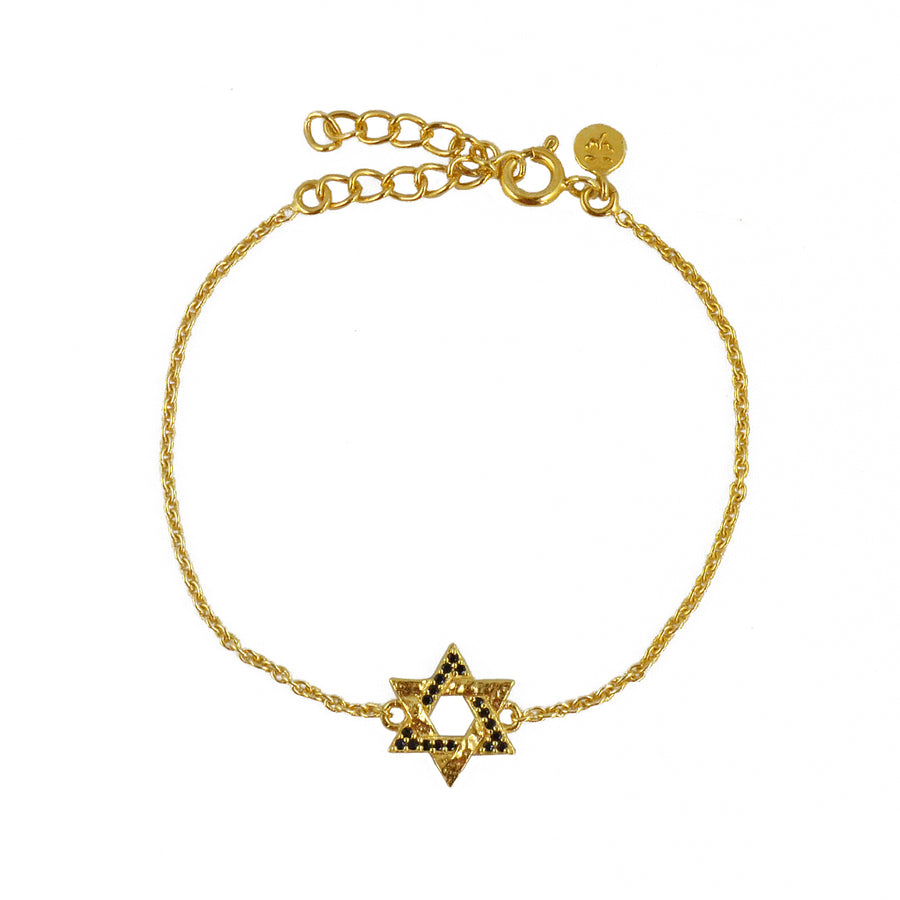 Bracelet doré étoile de David zircons - ZIRCONS NOIRS