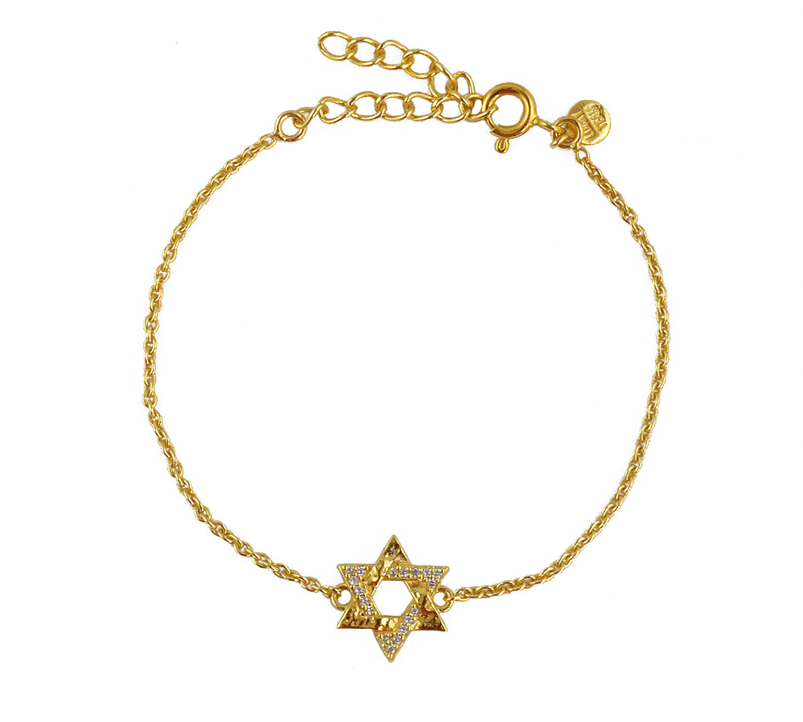 Bracelet doré étoile de David zircons - ZIRCONS BLANCS