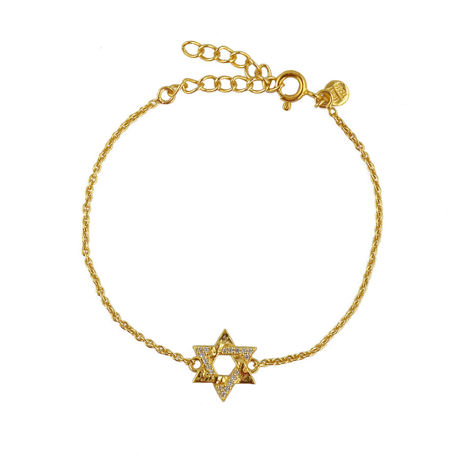 Bracelet doré étoile de David zircons - ZIRCONS BLANCS