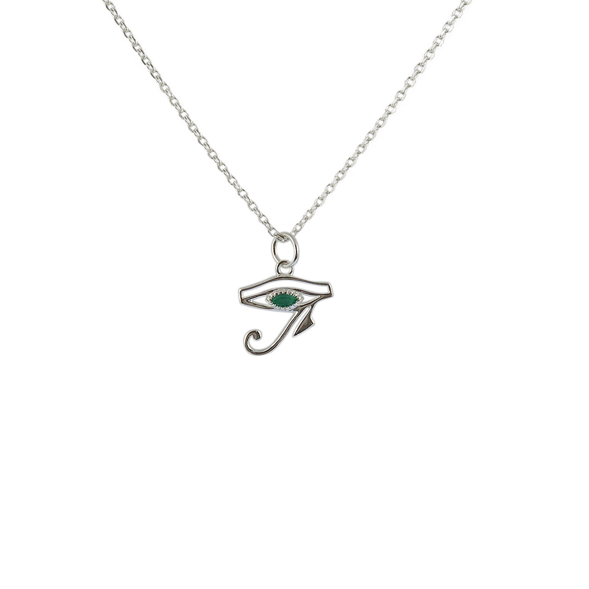 Luckyteam bijoux femme argent 925 collier oeil d'horus onyx verte