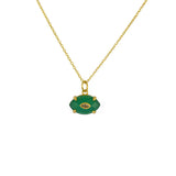 Collier doré oeil en pierre et zircon - ONYX VERTE