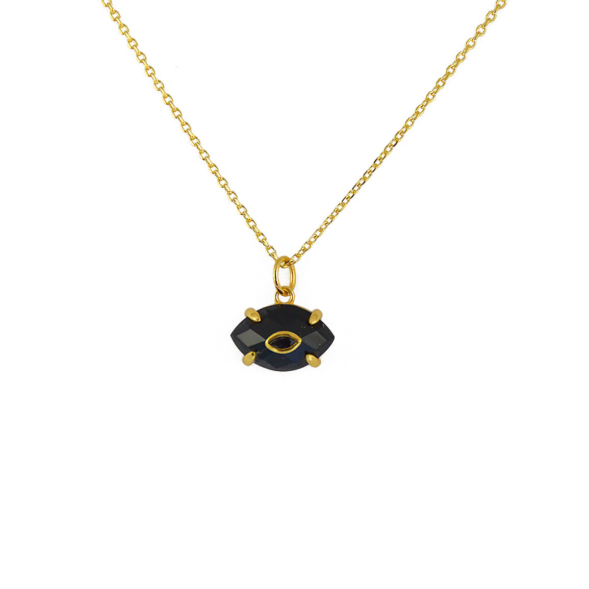 Collier doré oeil en pierre et zircon - ONYX NOIRE
