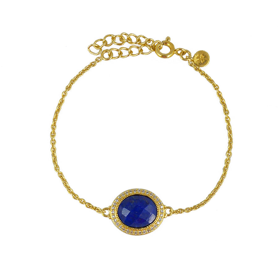 Bracelet doré pierre ovale facettée et zircons - LAPIS