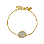 Bracelet doré pierre serti 4 griffes et zircons - PIERRE DE