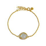 Bracelet doré pierre serti 4 griffes et zircons - PIERRE DE