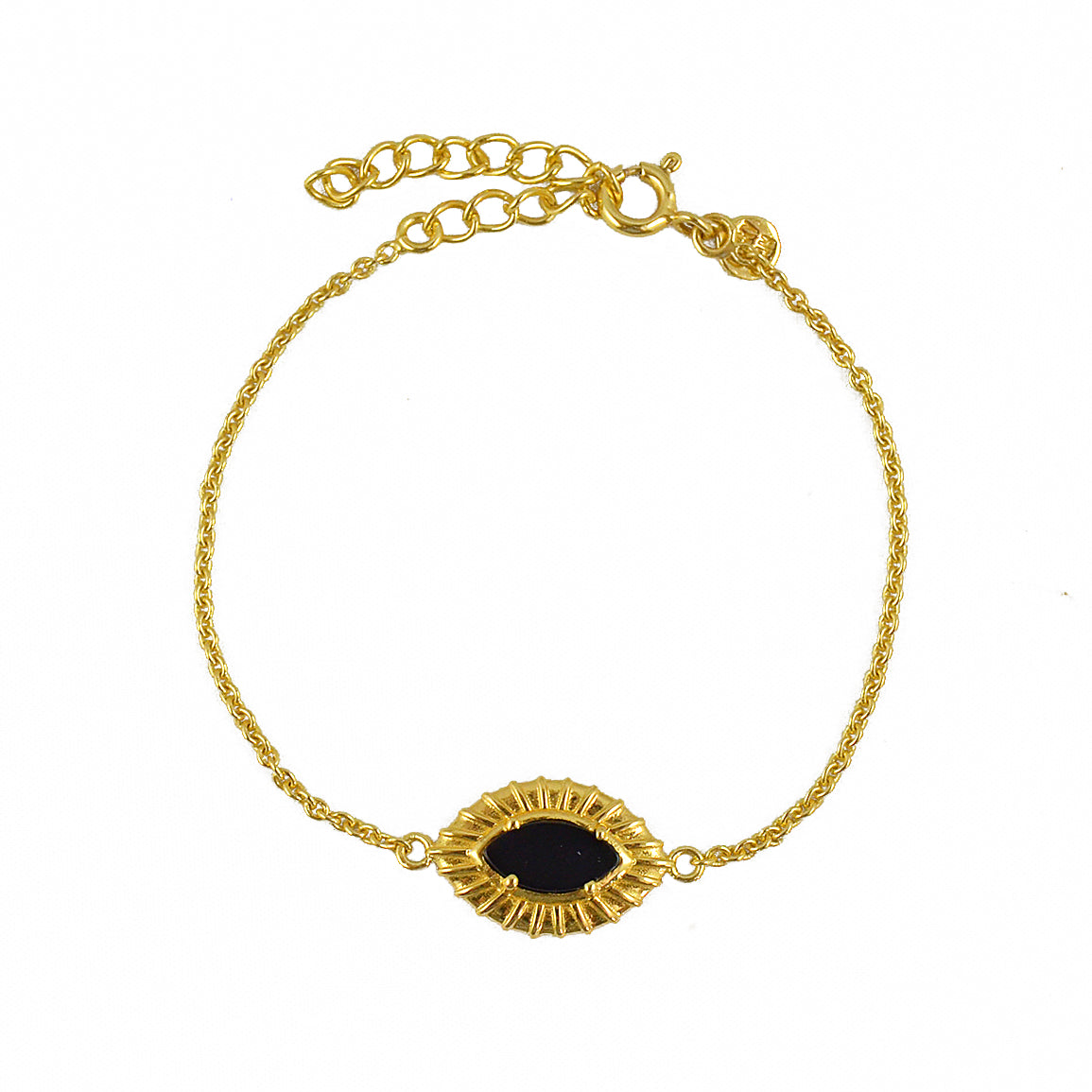 Bracelet doré oeil strié et pierre - ONYX NOIRE