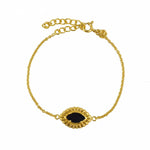 Bracelet doré oeil strié et pierre - ONYX NOIRE