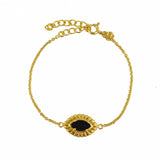 Bracelet doré oeil strié et pierre - ONYX NOIRE