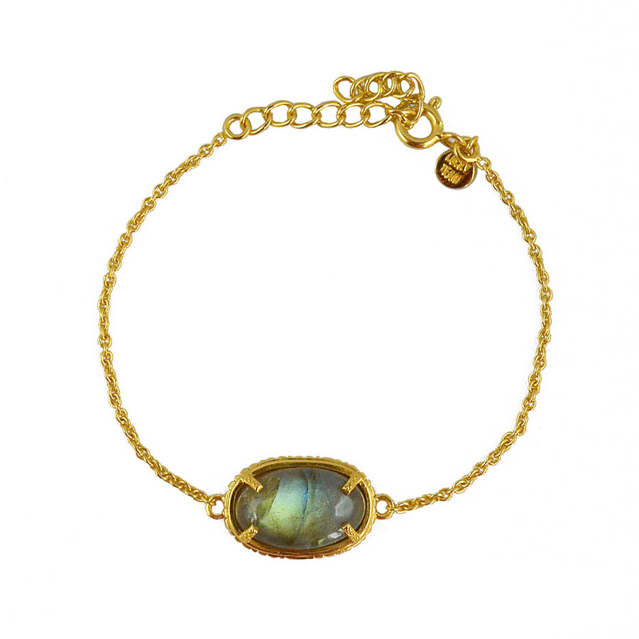 Bracelet doré scarabée pierre