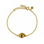 Bracelet doré oeil texturé et pierre - ONYX NOIRE