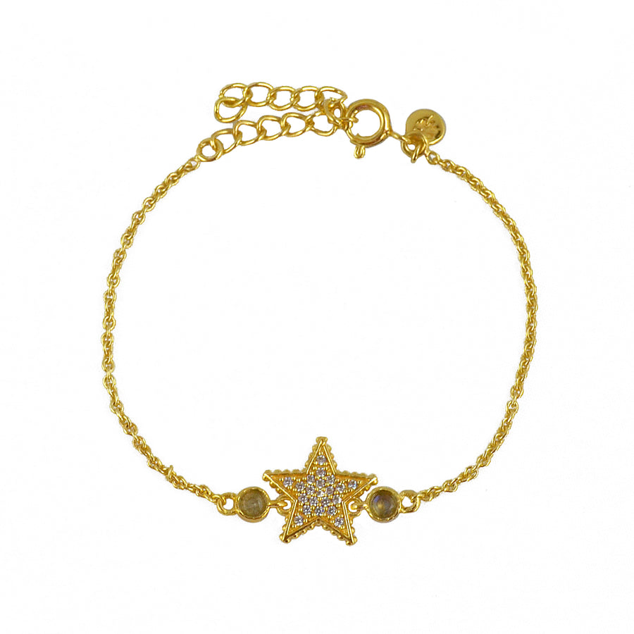 Bracelet doré étoile zircons et pierres - LABRADORITE