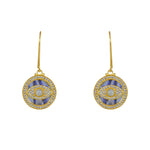 Boucles dorées médaille oeil pierre et zircons - Boucles