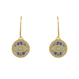 Boucles dorées médaille oeil pierre et zircons - Boucles