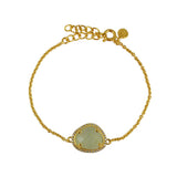 Bracelet doré pierre serti 4 griffes et zircons - PREHNITE