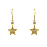Boucles dorées étoiles et zircons - Boucles d’oreilles
