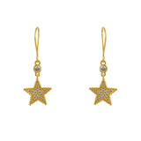 Boucles dorées étoiles et zircons - Boucles d’oreilles