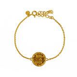 Bracelet doré et médaille martelée Toi & Moi