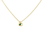 Collier doré pendentif coeur évidé et coeur - ONYX VERTE -