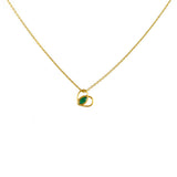 Collier doré pendentif coeur évidé et coeur - ONYX VERTE -