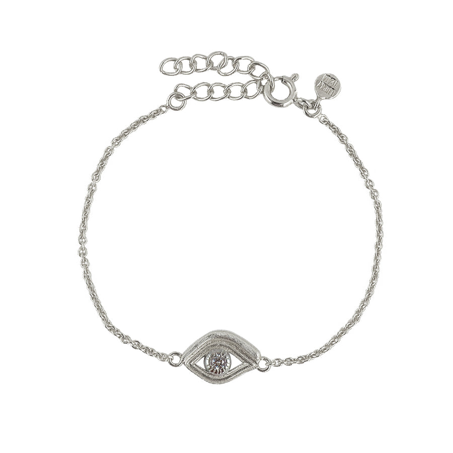 Bracelet argent 925 oeil texturé et pierre - ZIRCON