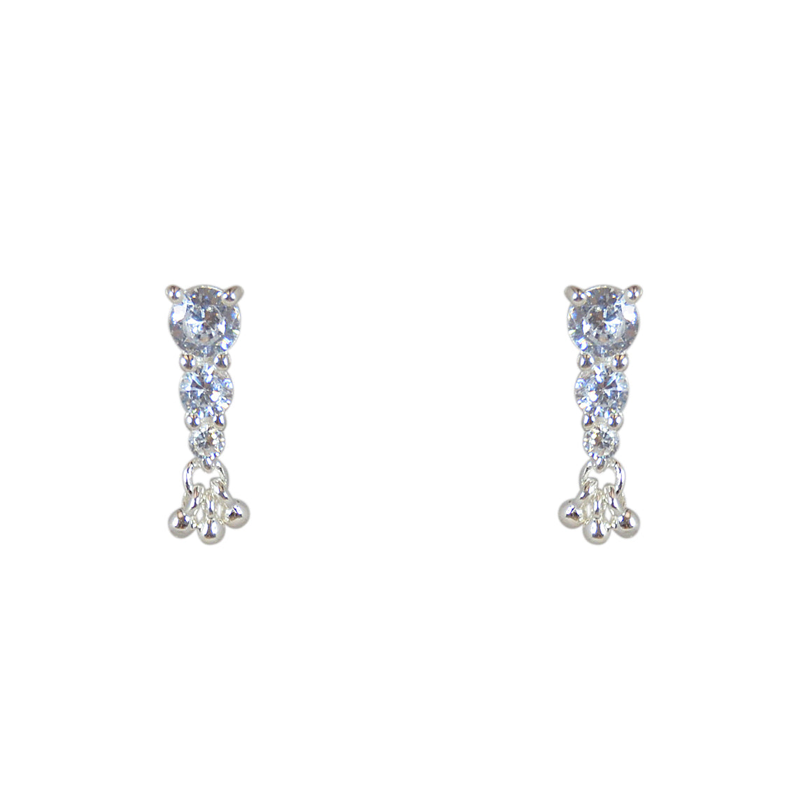 Boucles argent 925 trio de zircons et pampille - Boucles