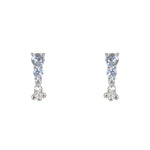 Boucles argent 925 trio de zircons et pampille - Boucles