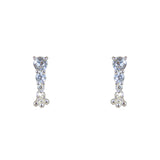 Boucles argent 925 trio de zircons et pampille - Boucles