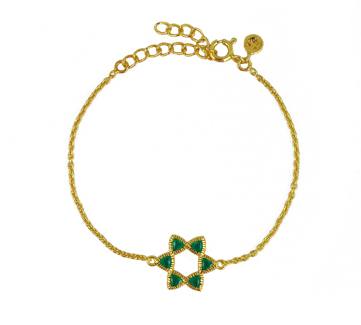 Bracelet doré étoile de David pierre - ONXY VERTE