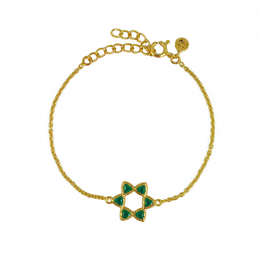Bracelet doré étoile de David pierre - ONXY VERTE