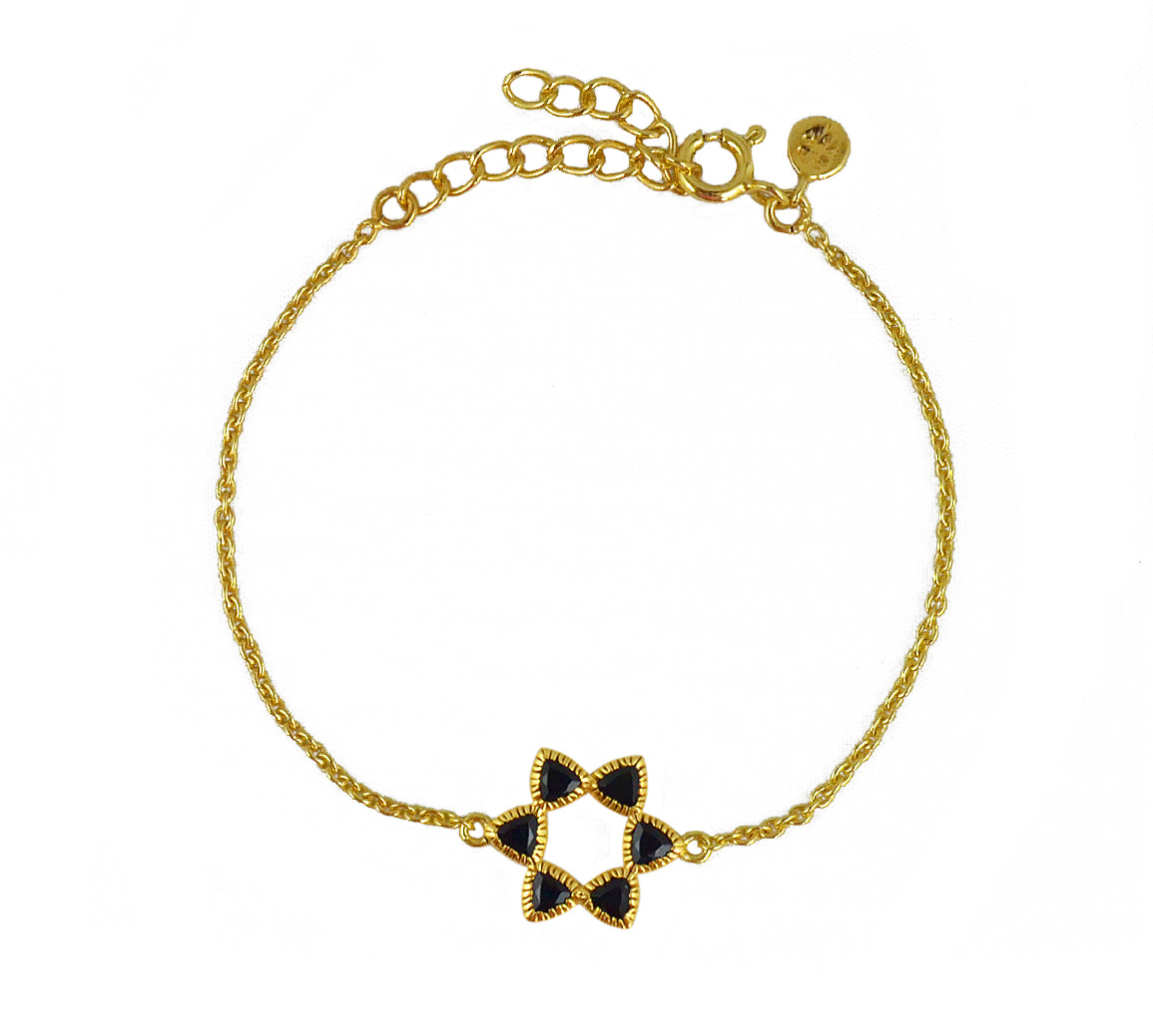 Bracelet doré étoile de David pierre - ONYX NOIRE