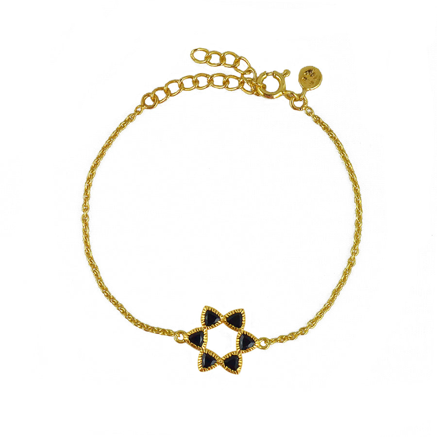 Bracelet doré étoile de David pierre - ONYX NOIRE