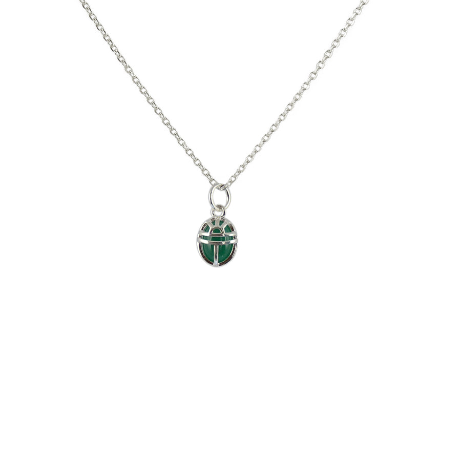 Luckyteam bijoux femme argent 925 collier scarabée onyx verte