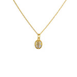 Collier doré pendentif petit scarabée en pierre - PIERRE DE