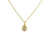 Collier doré pendentif petit scarabée en pierre - PIERRE DE