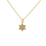 Gold necklace with star of David pendant and zircons