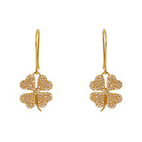 Boucles dorées trèfle et zircons