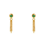 Boucles dorées pierre et 3 chainettes - ONYX VERTE