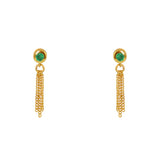 Boucles dorées pierre et 3 chainettes - ONYX VERTE